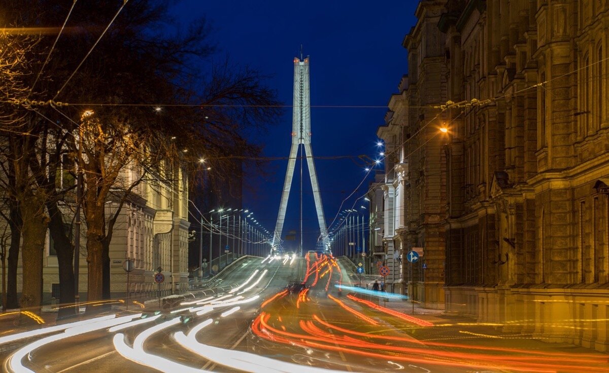 Cable stayed brigde in Riga, Latvia.